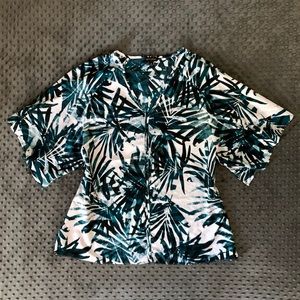 Express Dolman Sleeve Palm Print Blouse